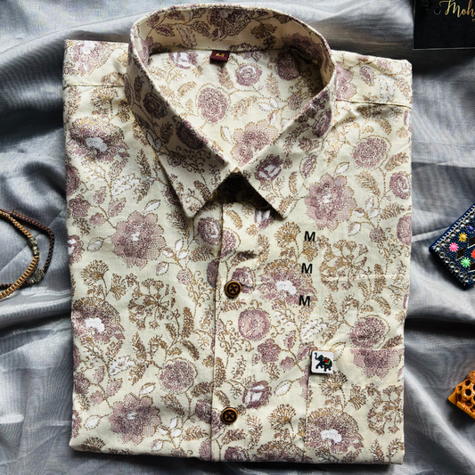 White Floral Print | Regular Fit | Full Sleeves Shirt