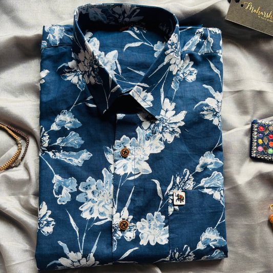 Blue Floral | Regular Fit | Full Sleeves Shirt